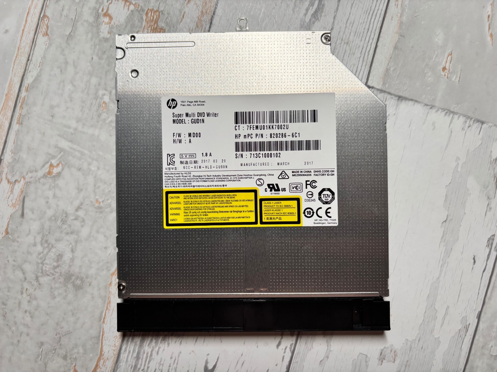 HP 250 G5 DVD Writer Optical Drive GUD1N 820286-6C1 SATA 9.5mm OEM Tested