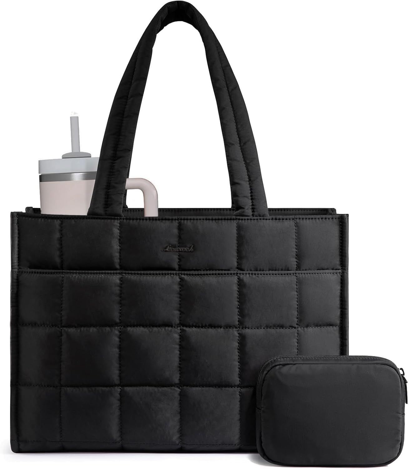 Tote Bag for Women, Puffer Work Handbag 15.6 Inch Laptop Purse, Large Quilted Tr