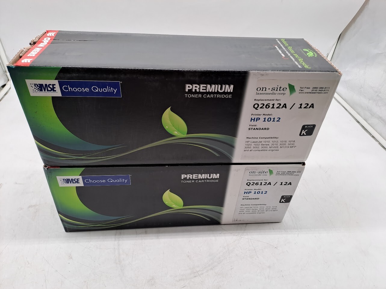 Lot of 2 MSE Toner Cartridge Black Replacement for Q2612A/12A model HP 1012