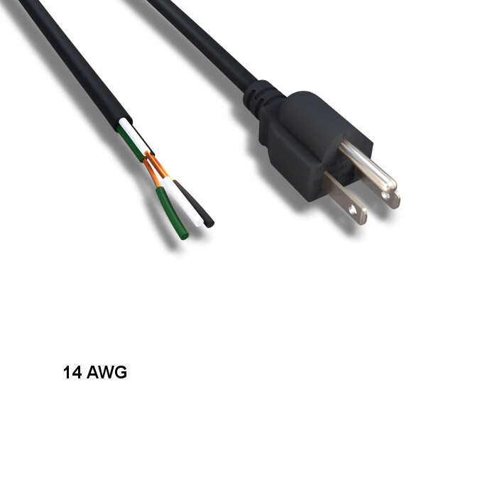 LOT 10pcs 6ft 14 AWG AC Power Cable NEMA 5-15P to ROJ Pigtail 3 Wires 15A/125V