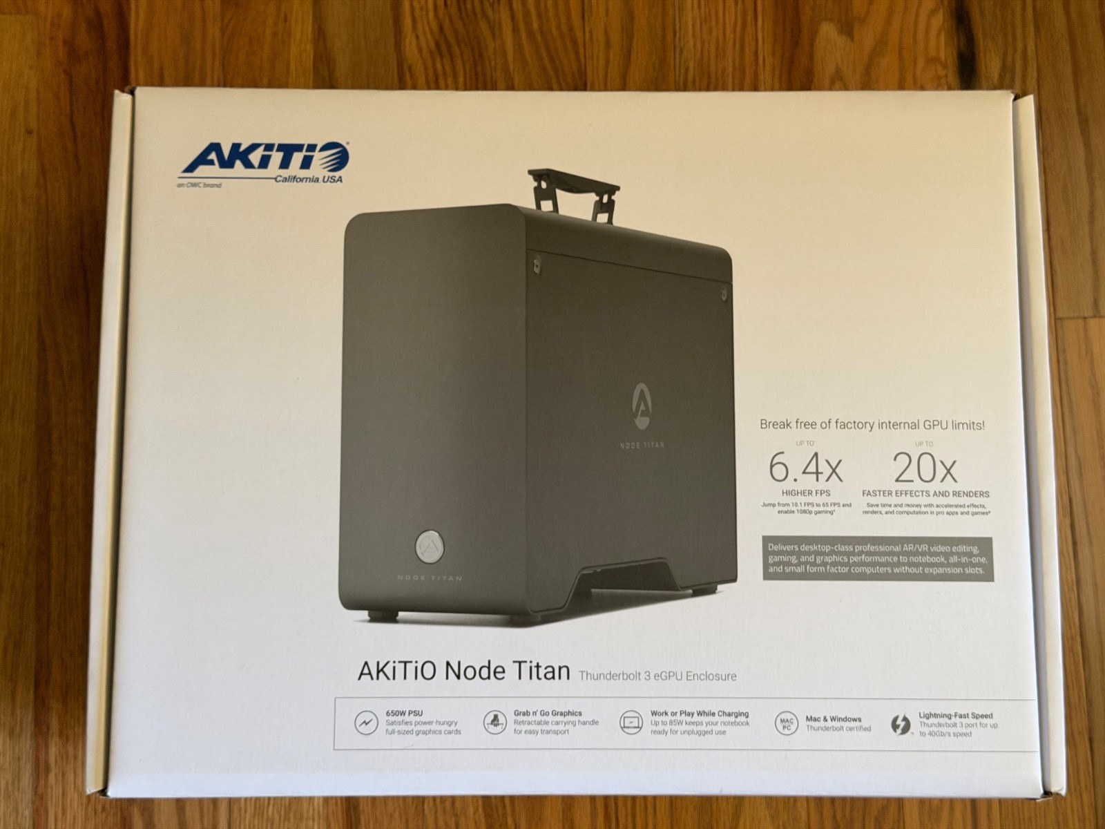 AKiTiO Node Titan Thunderbolt 3 eGPU Enclosure 650W PSU Complete Box