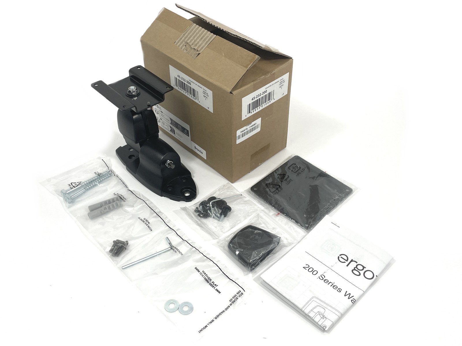 NEW OPEN BOX Ergotron 200 Series Wall Mount Pivot Monitor 45-232-200