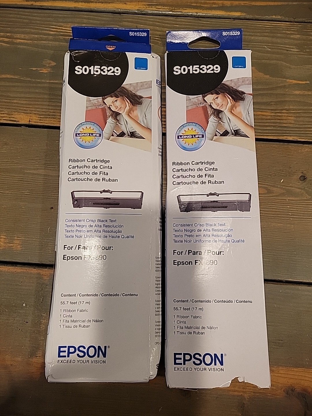 (2x) New EPSON Black Ribbon Cartridge S015329 For FX-890 Series Printer Genuine
