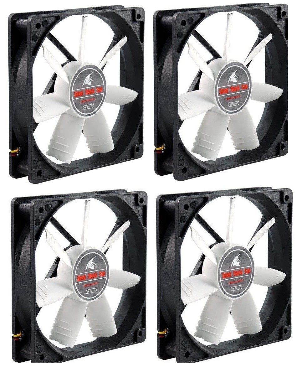 4x Evercool Shark 120mm x 25mm Computer Case 3-Pin Cooling Fan /w Speed Control