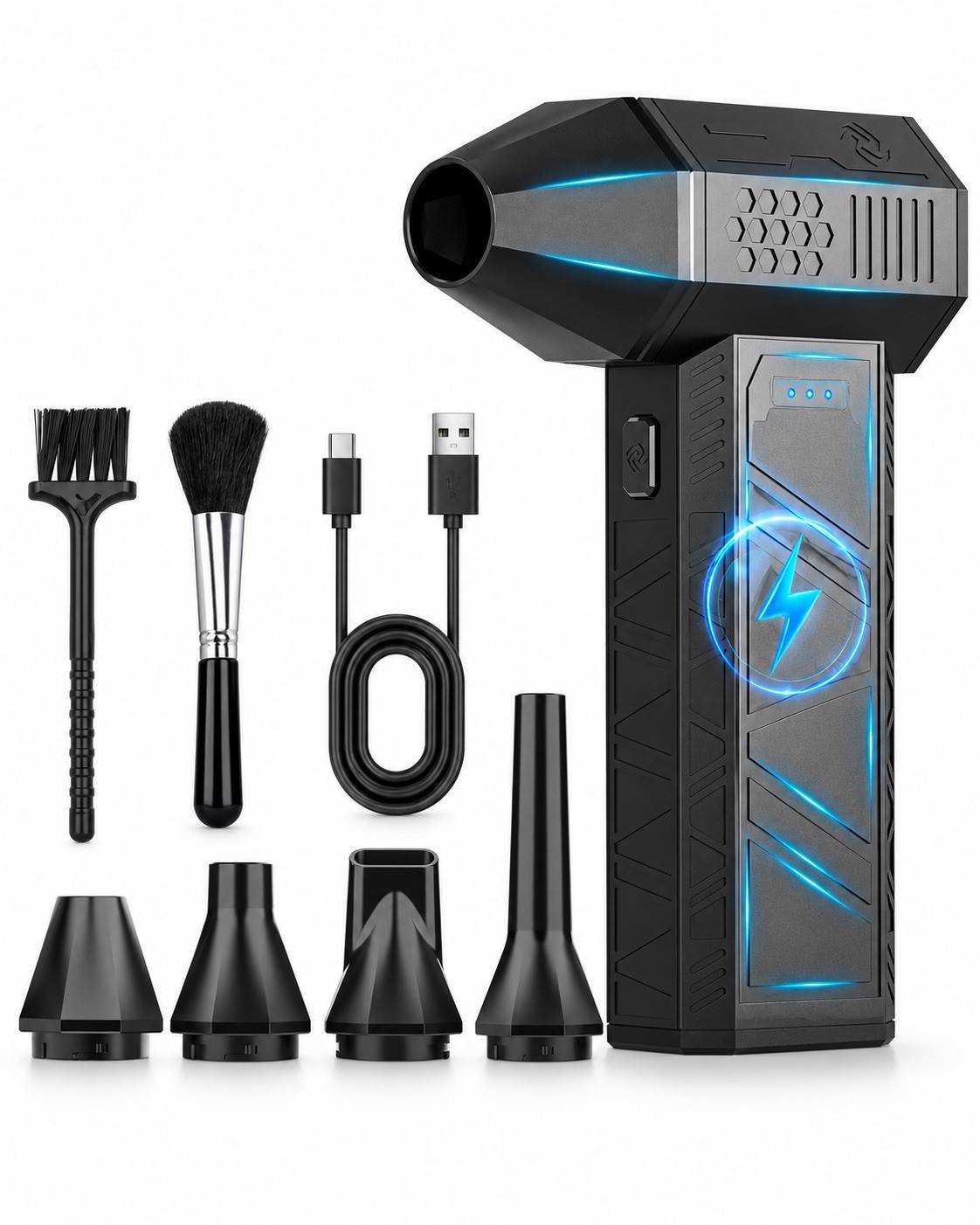 JVSCAM Cordless Electric Air Duster Kit for Keyboard w Nozzles Brushes