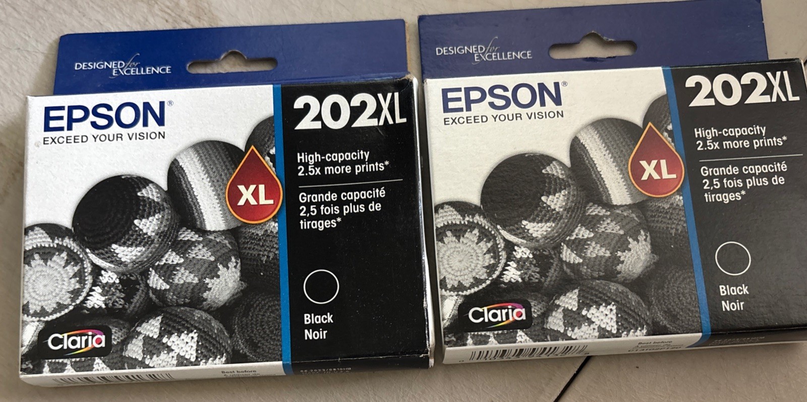 2x Epson 202XL 202 Black High-Capacity Ink Cartridge 06/2023 Lot Of 2 New Sealed