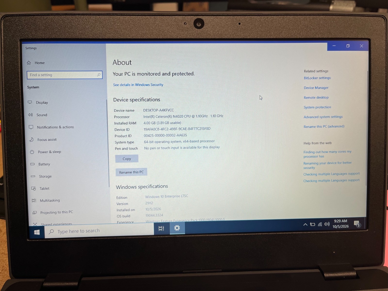 Lot of 5 Lenovo 100e 2nd Gen 11.6" HD 1.1GHz Celeron 4GB RAM 60GB HD Intel UHD