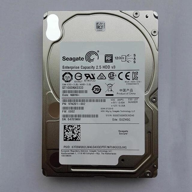 ST1000NX0333 SEAGATE 1TB 7.2K 12G SFF 2.5" SAS ENTERPRISE HD