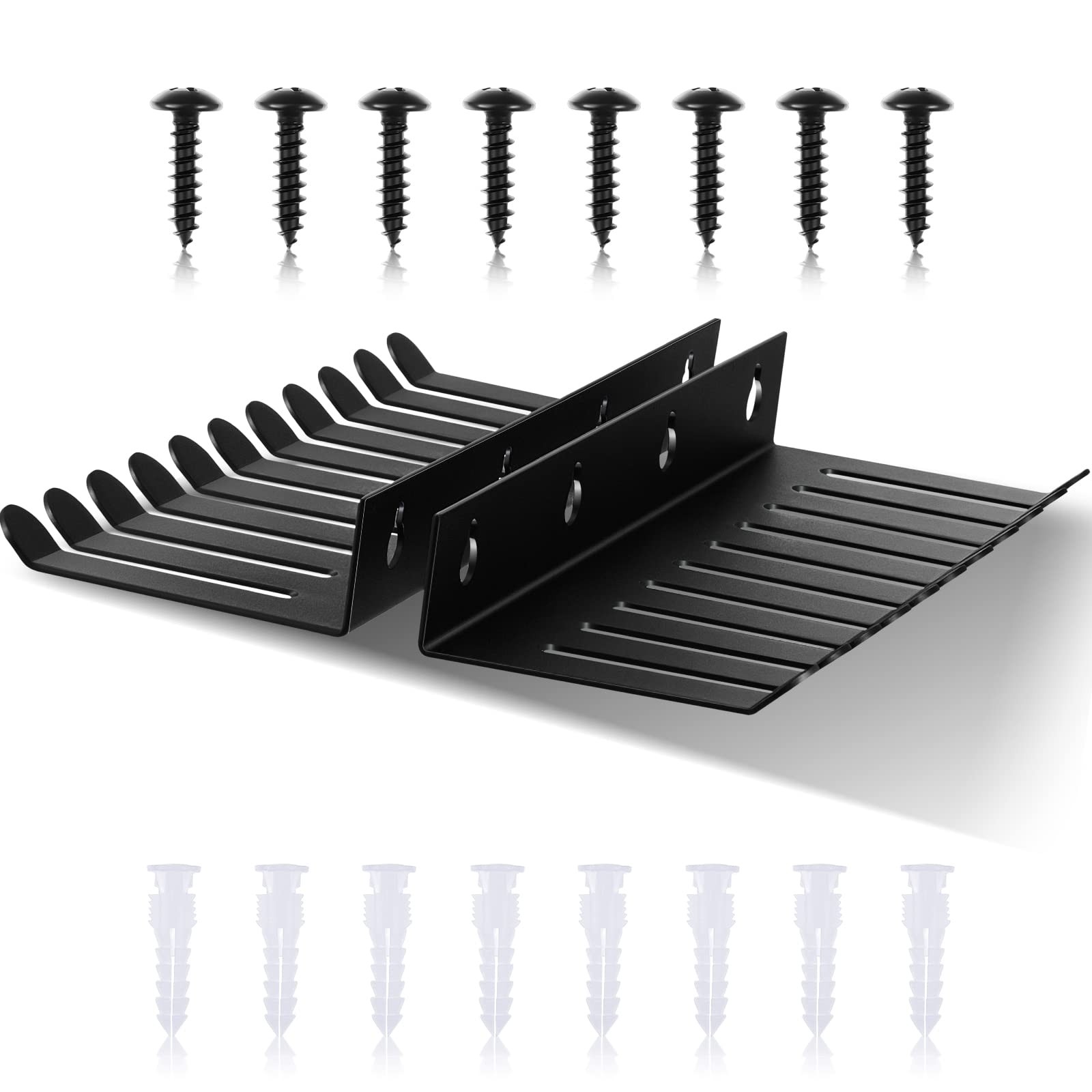 2 PCS Cable Hanger Wall Mount 10 Slots Cord Rack Fits 59mm Black Organizer