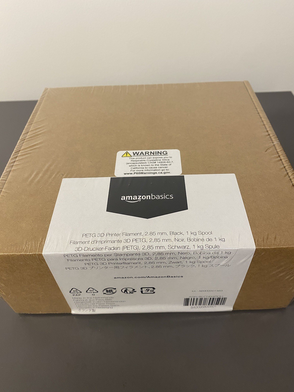 Amazon Basics PETG 2.85 Filament | 1kg Black | 3D Printer | High-Quality