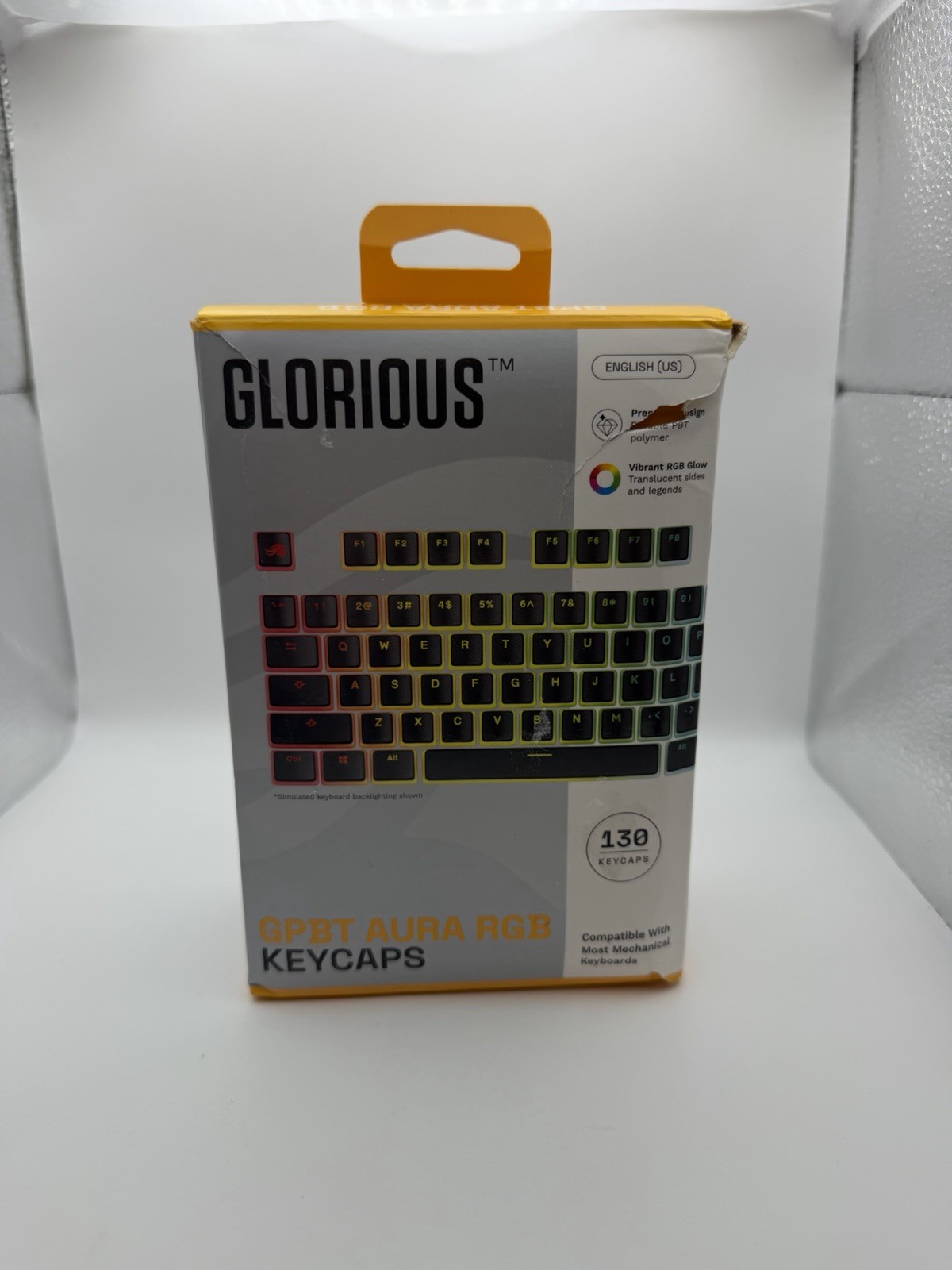 Glorious GPBT Aura RGB Black Keycaps - 130 Count