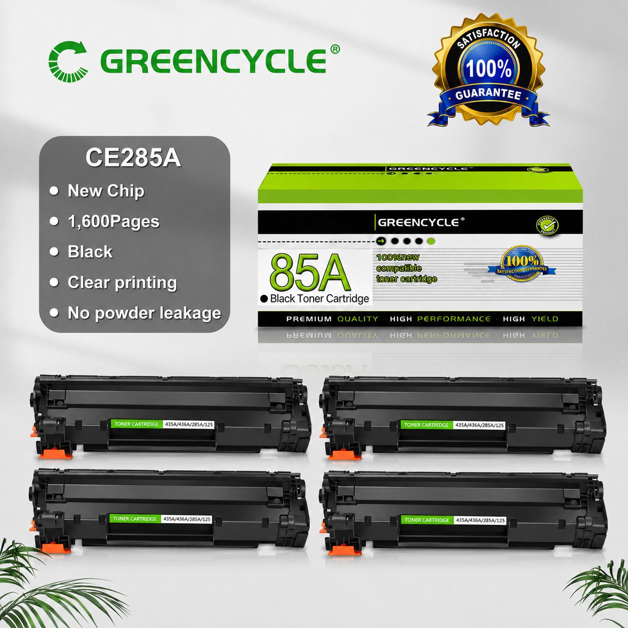 4PK CE285A Black Toner Cartridge Fits HP LaserJet P1100 P1102 P1102W P1109W 85A