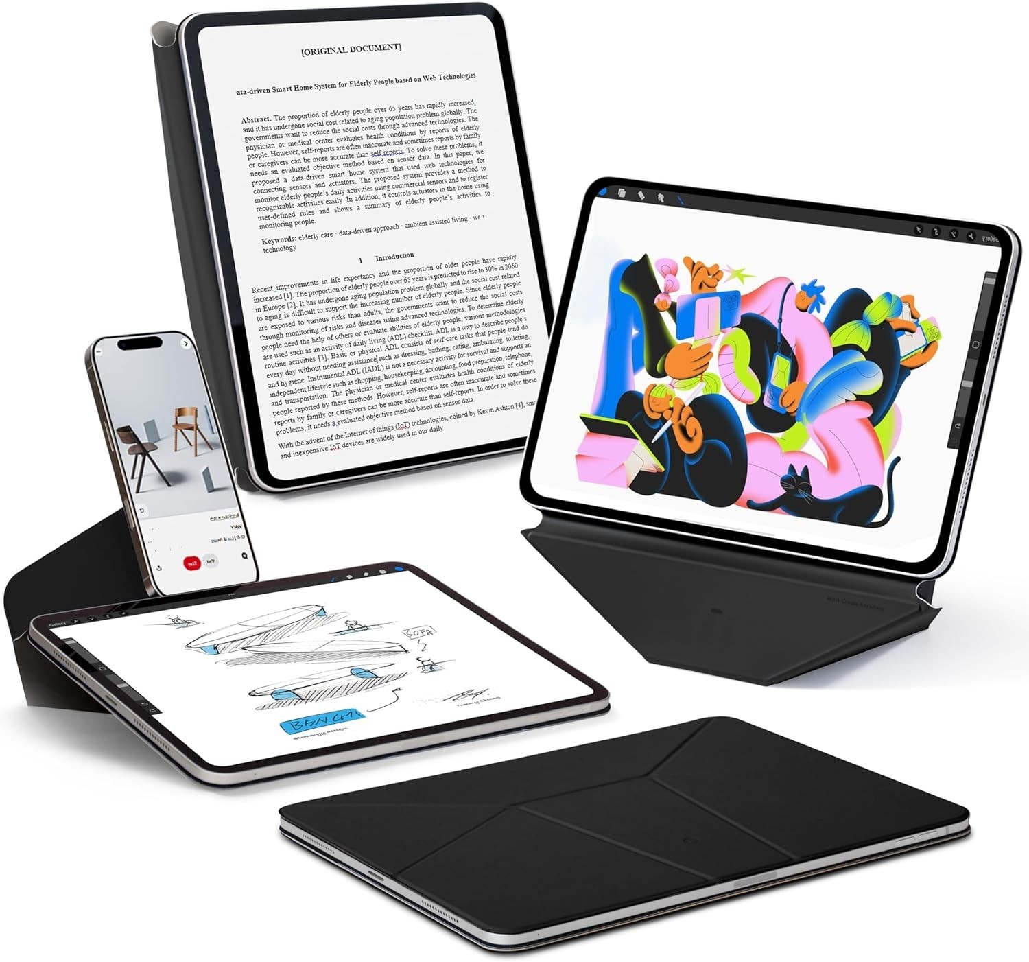 MOFT Dynamic Folio Case iPad Air 11" M4/M3 2026 / M2 2024, iPad Air 10.9 Black