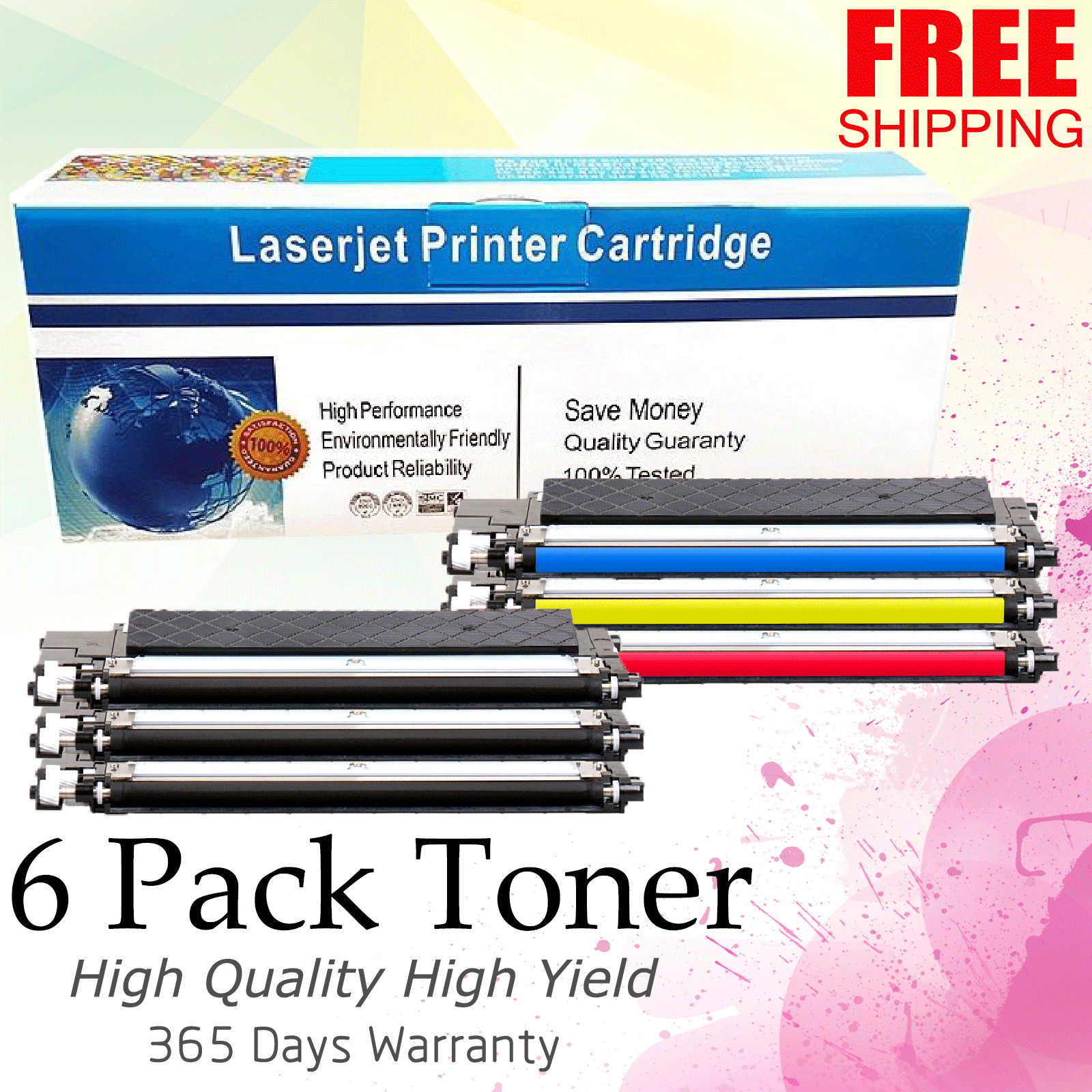 6 PK CLT-K406S C406S Y406S M406S for Samsung CLT-406S Xpress C460F CLP-365 3350W