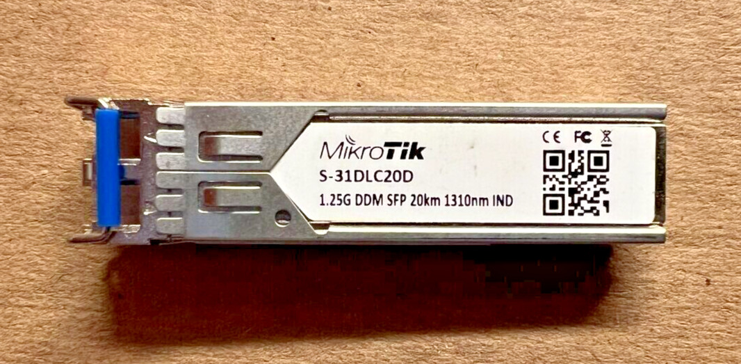MikroTik S-31DLC20D 1.25G SFP, 1310nm Dual LC Connector Transceiver