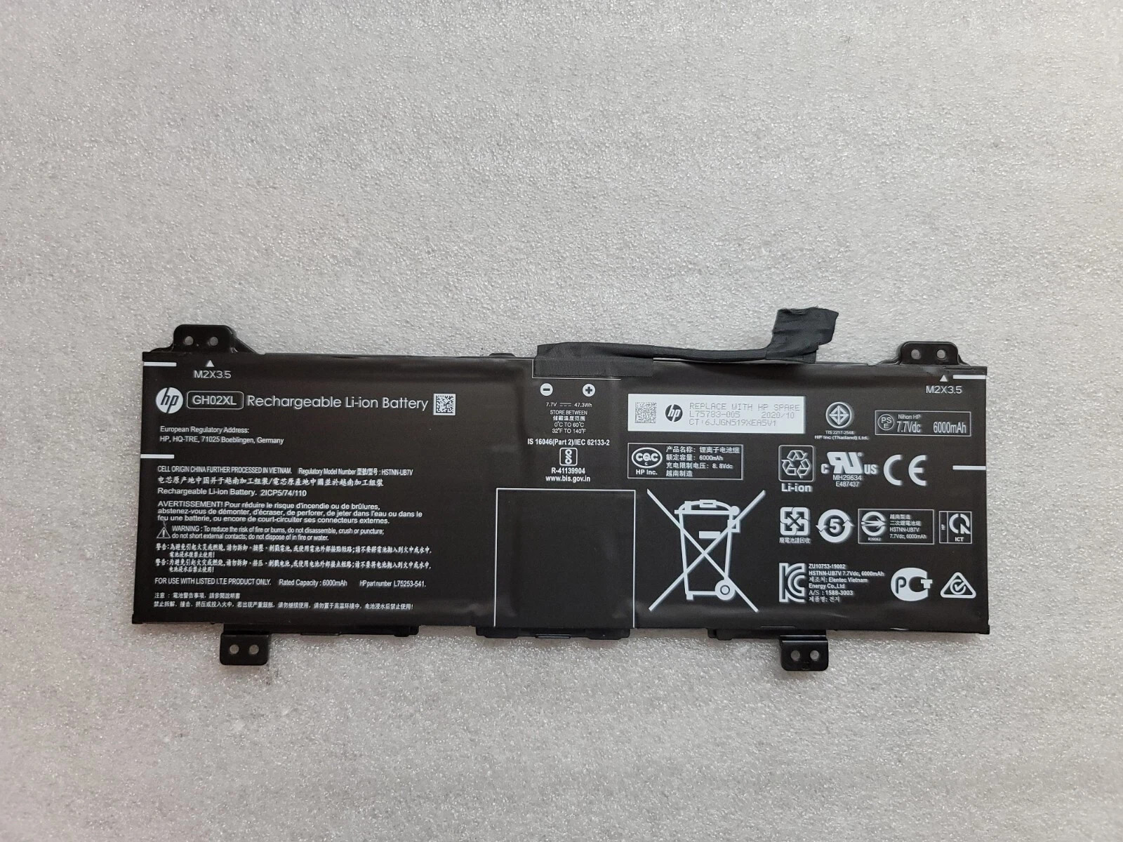 OEM L75783-855 GH02XL GENUINE HP BATTERY 7.7V 47.3WH 14-CA 14-CA051WM FAST SHIP