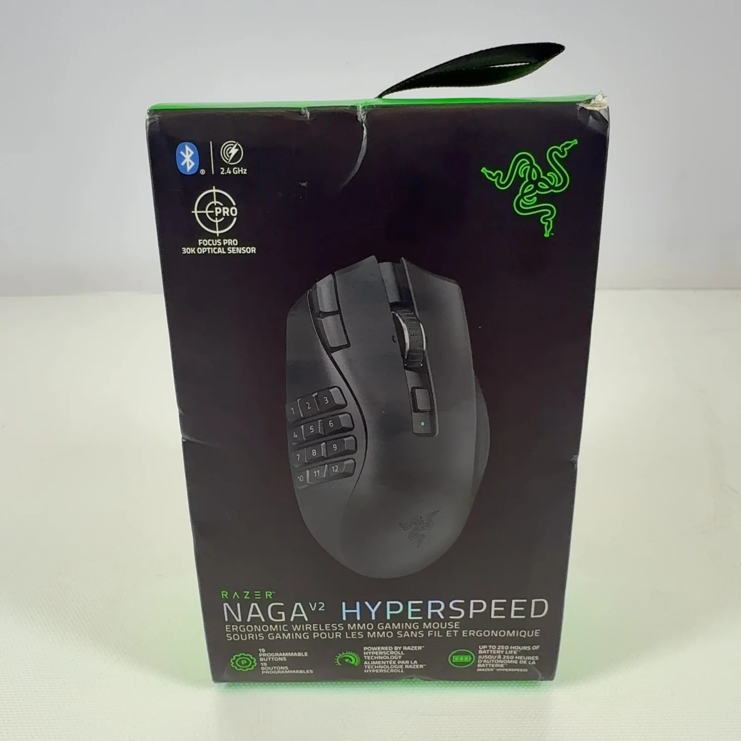 New Razer Naga V2 HyperSpeed Black RZ01-0360J Wireless Gaming Mouse For PC