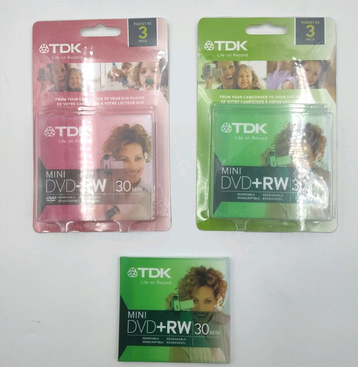Set-7 TDK Mini DVD-RW 1-2x +RW 1-4x 30 Minutes Rewritable 1.4GB/GO B6.5ON3644