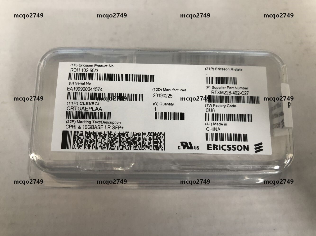 1PCS ERICSSON RDH10265/3   10G 1310nm 10km
