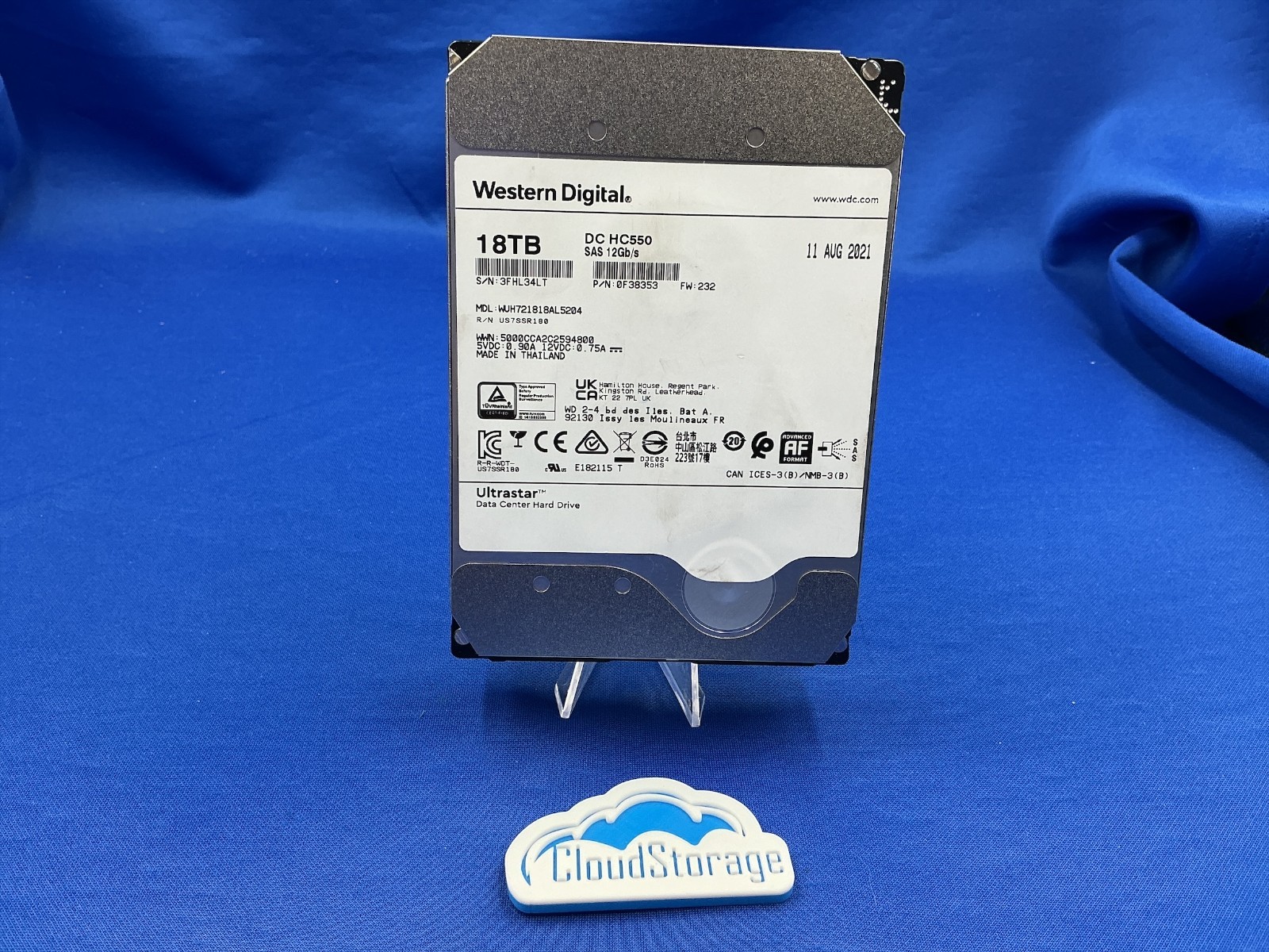 WUH721818AL5204 WD Ultrastar DC HC550 18TB SAS 12Gb/s 512MB 3.5in HDD New Pull
