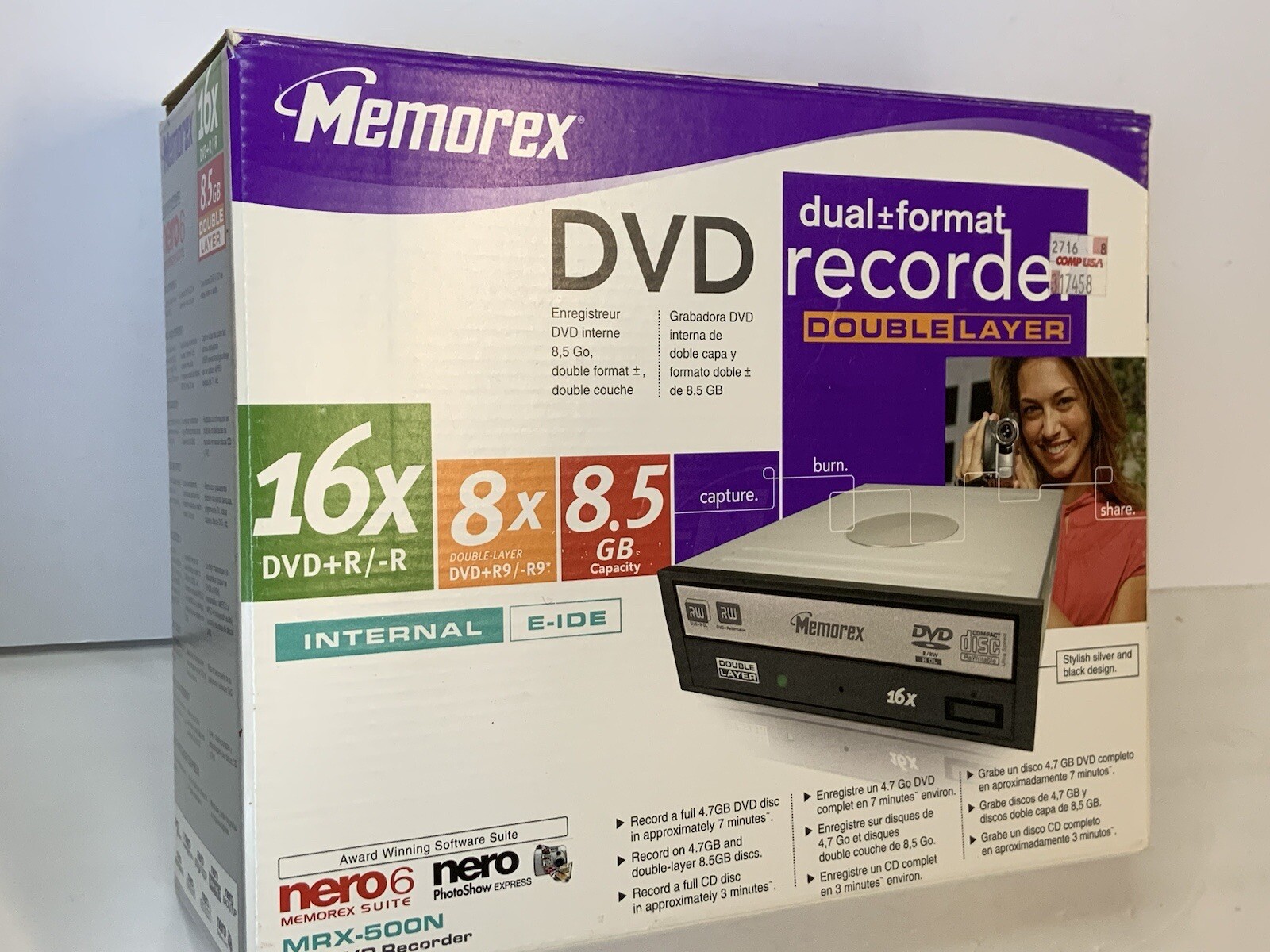 Memorex Dual Format DVD Recorder Double Layer MRX-500N 16x DVR+R/-R