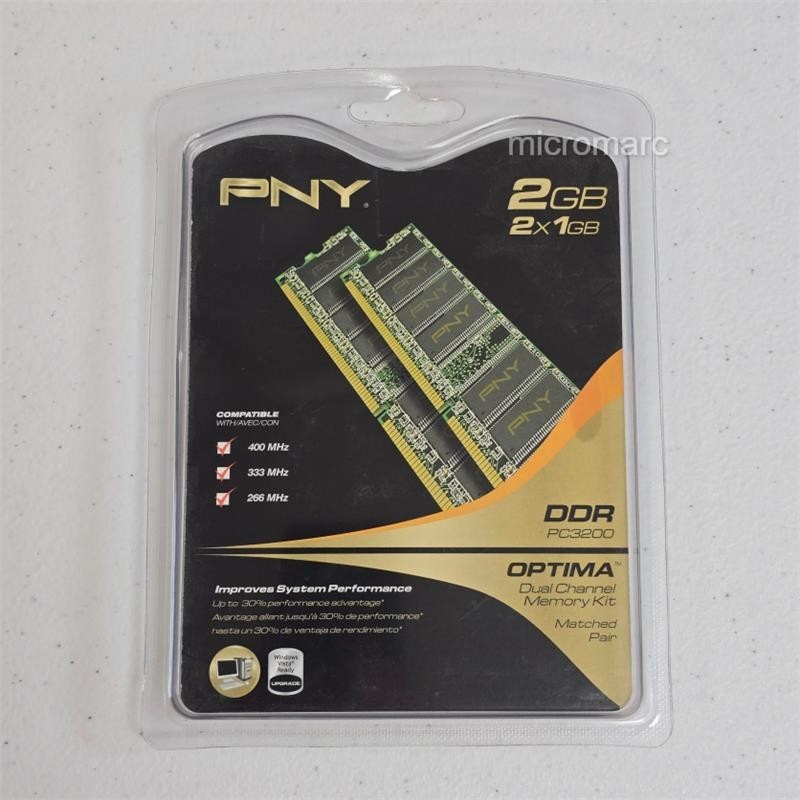 PNY Optima 2GB 2x1GB DDR-400 PC3200 184-Pin Desktop RAM Kit