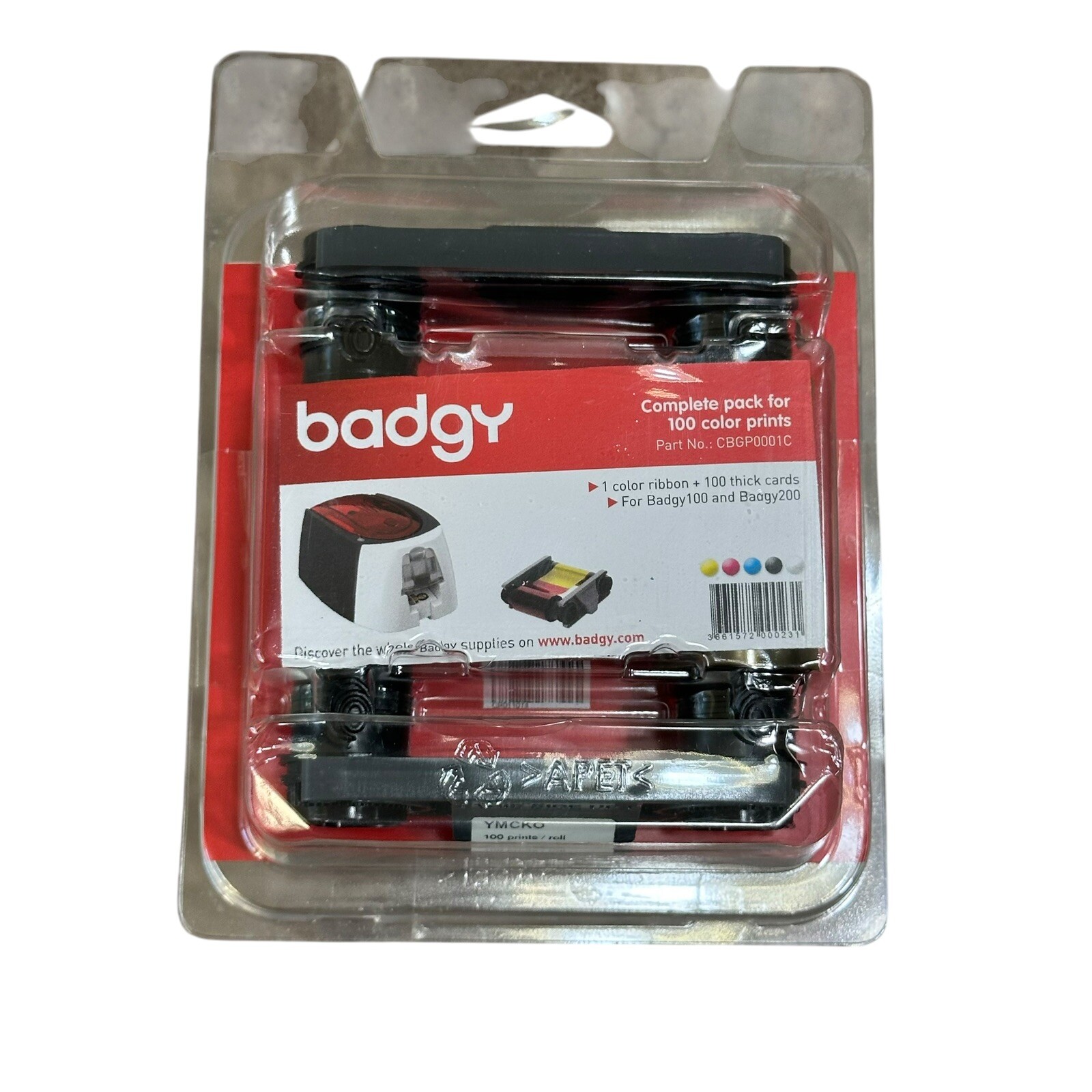 Evolis CBGP0001C Ribbon/Card Kit - Dye Sublimation - 100 Cards