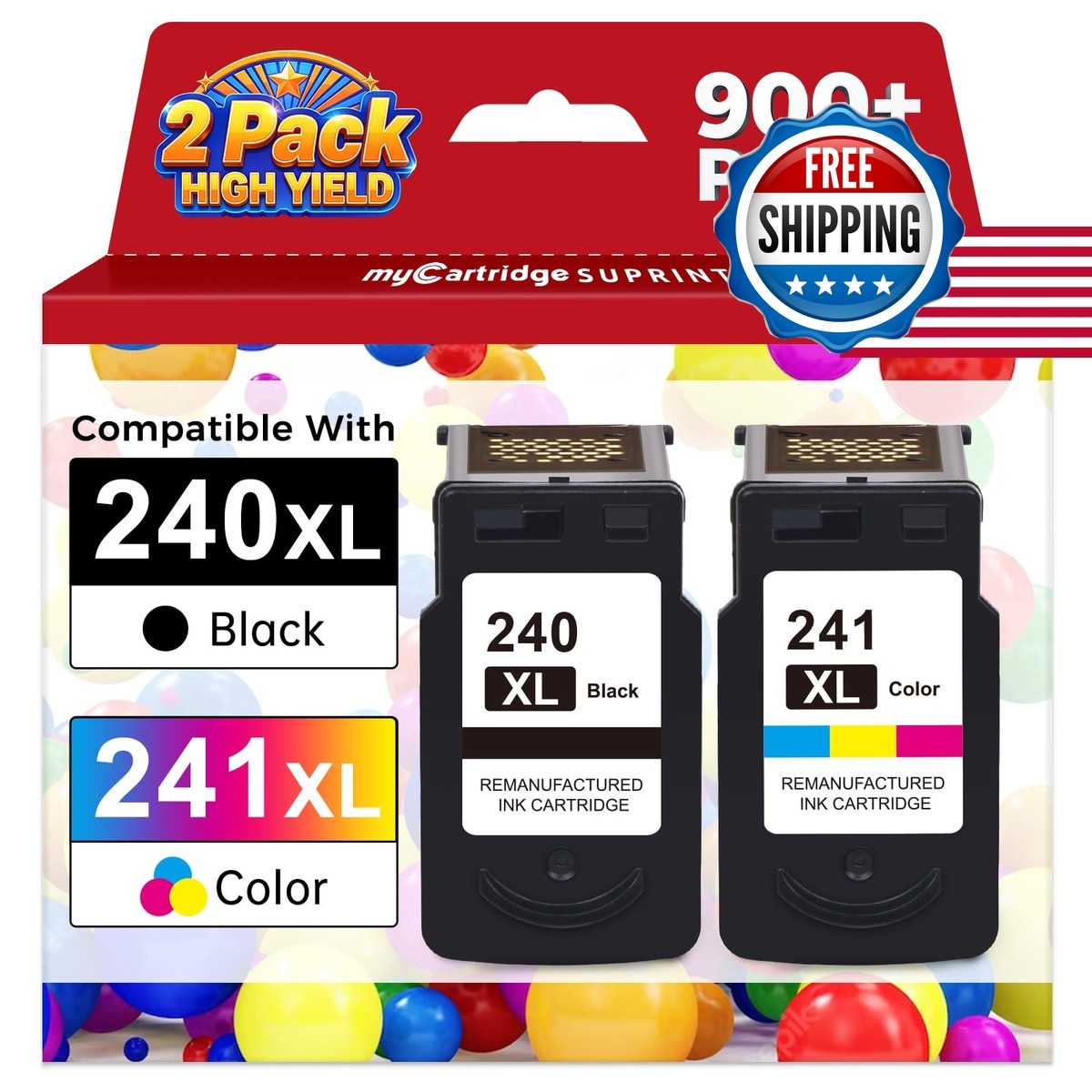 PG-240 XL/CL-241 Ink Cartridges for Canon 240XL 241XL Combo Pack