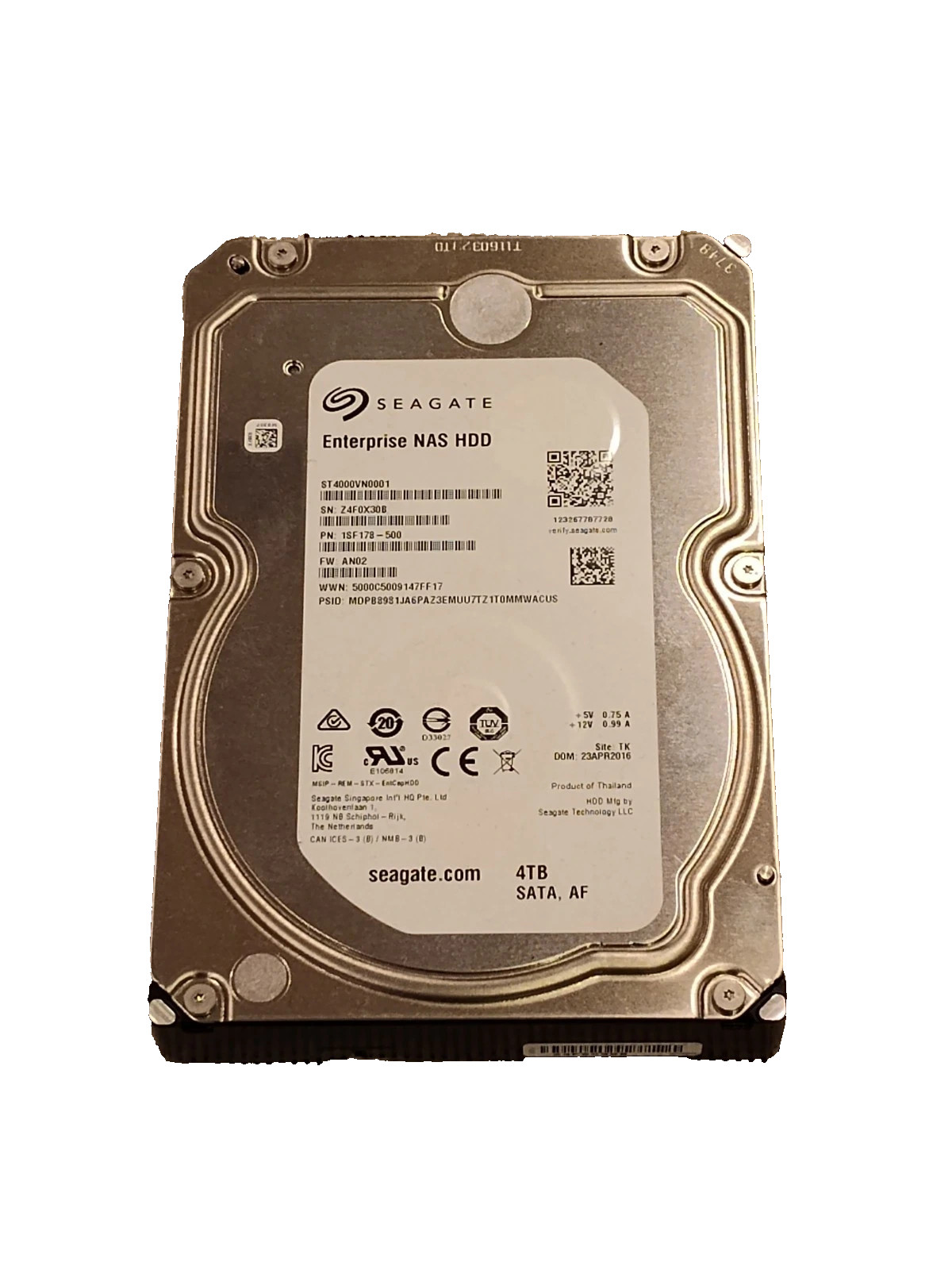 Seagate Enterprise NAS ST4000VN0001 4TB 7.2K 12Gbps 7.2RPM 3.5" SATA Tested 100%
