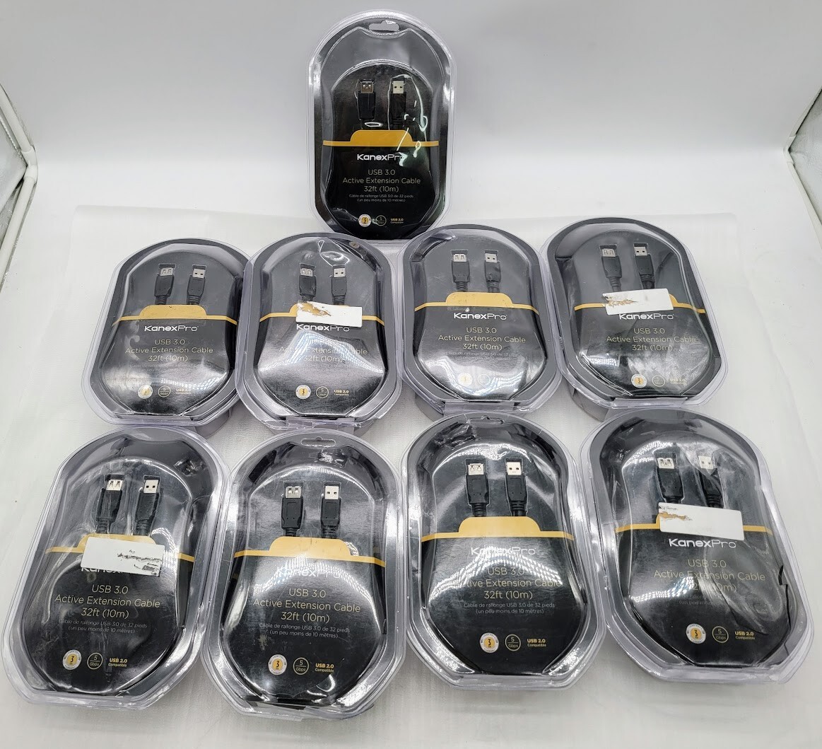 Lot of 9 Kanexpro USB 3.0 Active Extension Cable 32