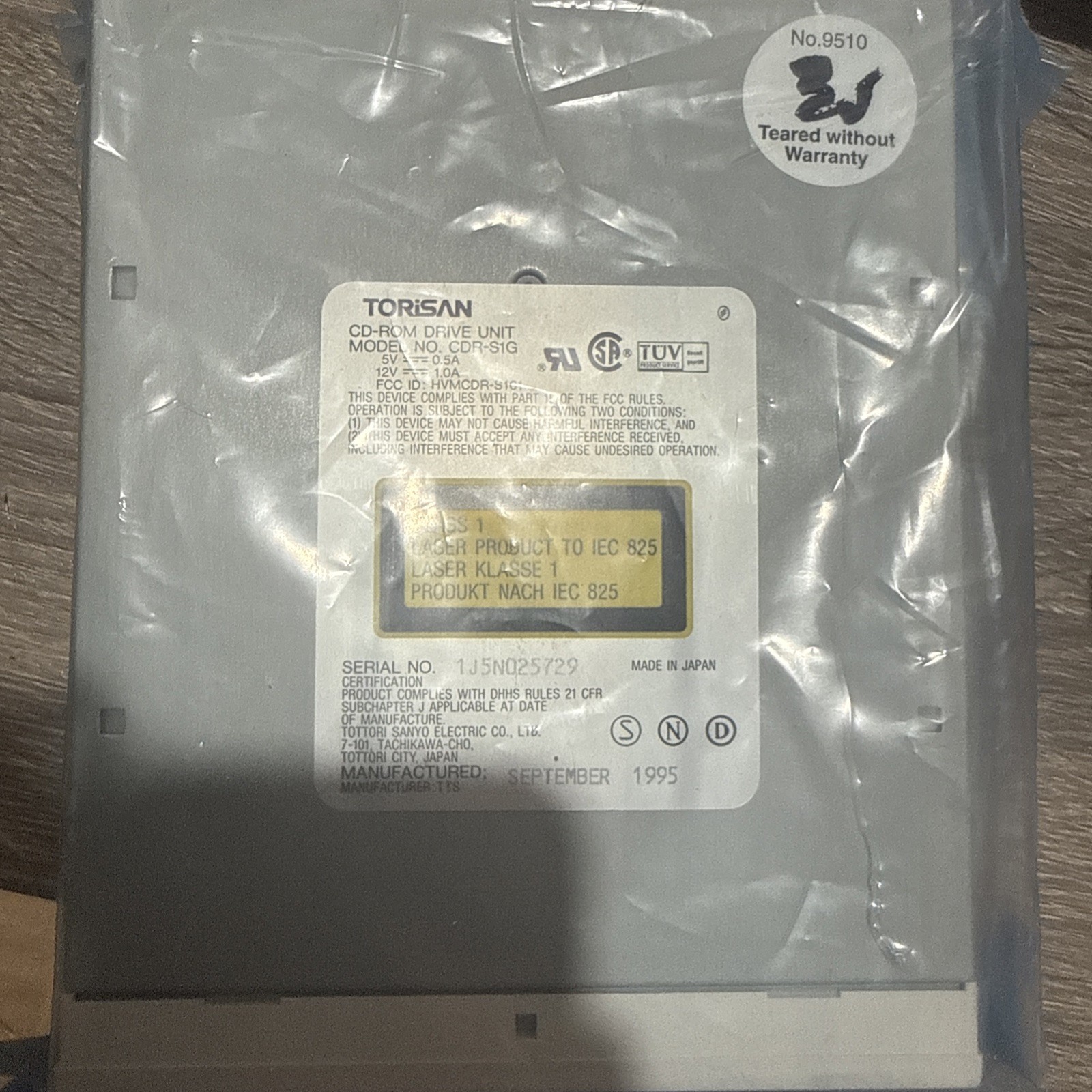 Torisan CDR-S1G CD-ROM Drive Unit Untested Unknown Status