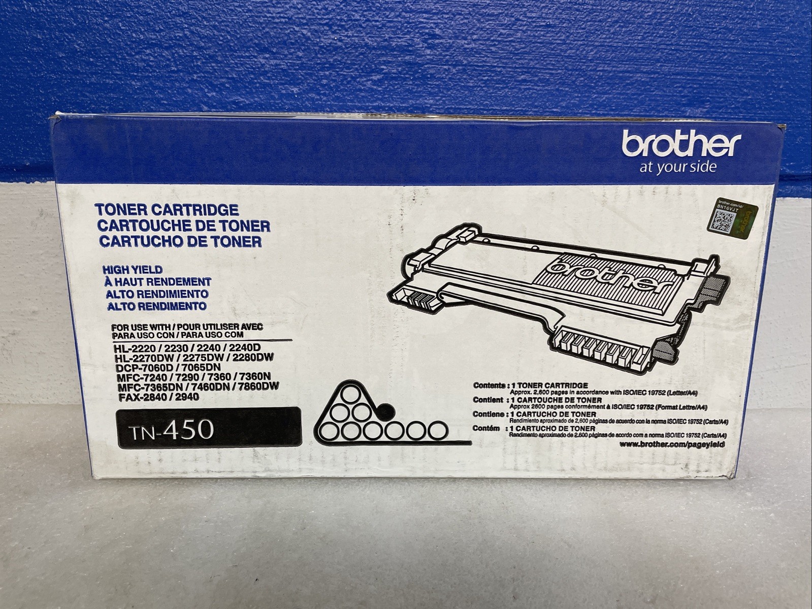 Brother Genuine TN-450 High Yield Toner Cartridge TN450 New Sealed