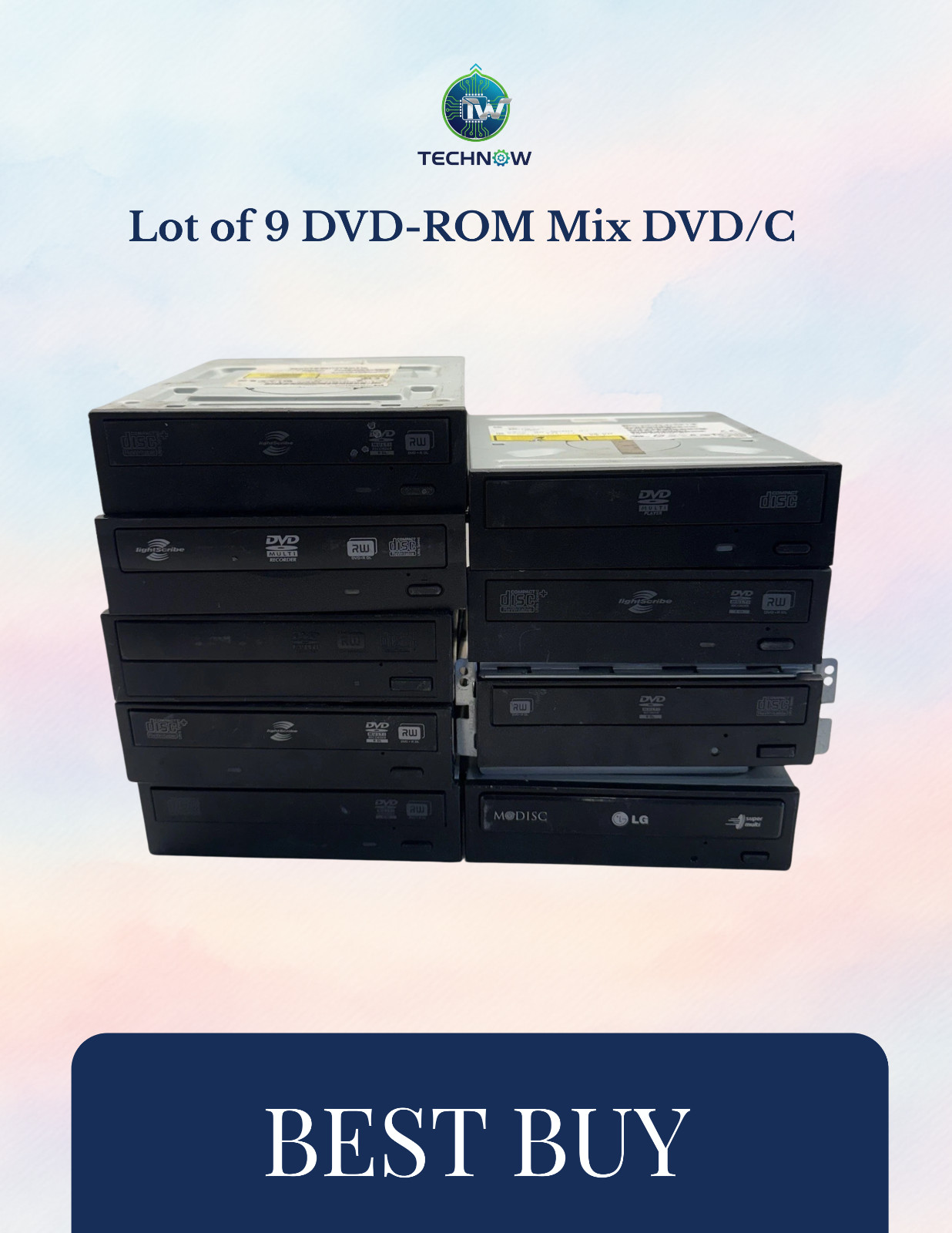 Lot of 9 DVD-ROM Mix DVD/CD Drive Burner Internal Desktop Computer