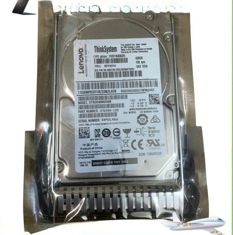 IBM ThinkSystem Lenovo FRU 00YK014 7XB7A00025 2.5" 600GB 10K SAS 12G HARD DRIVE