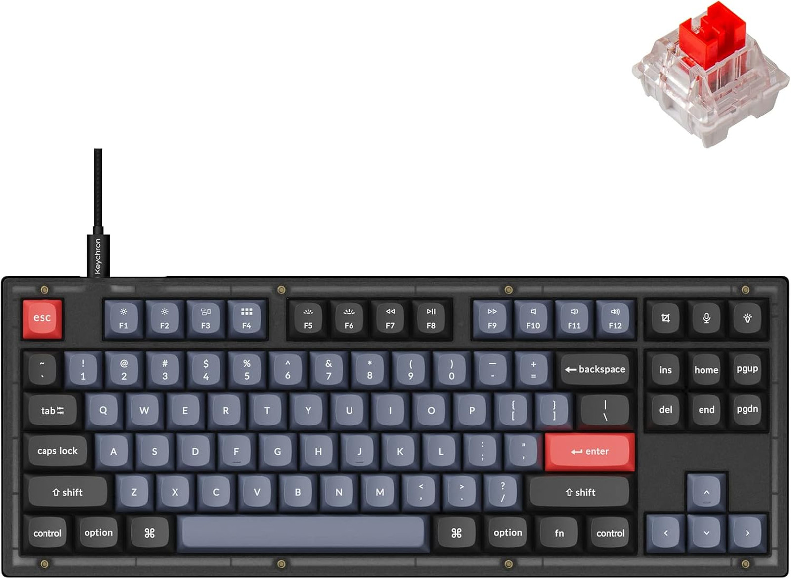 V3 Wired Mechanical Keyboard TKL Custom Programmable Macro PBT Keycaps Red