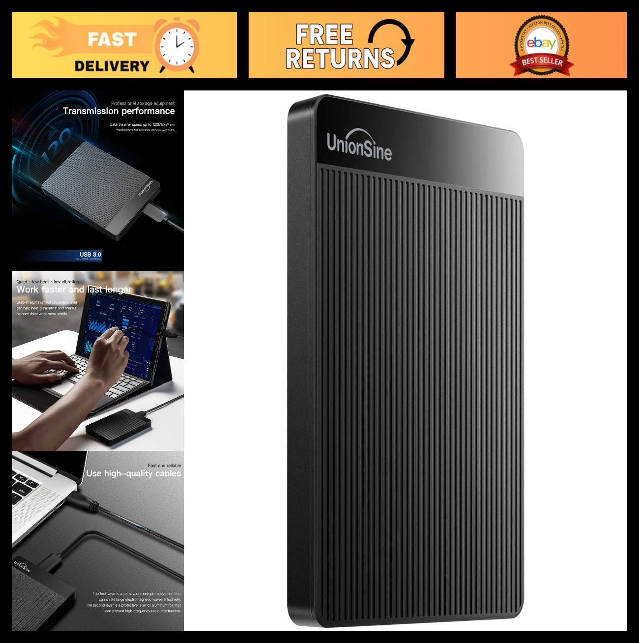 500GB Ultra Slim Portable External Hard Drive HDD-USB 3.0