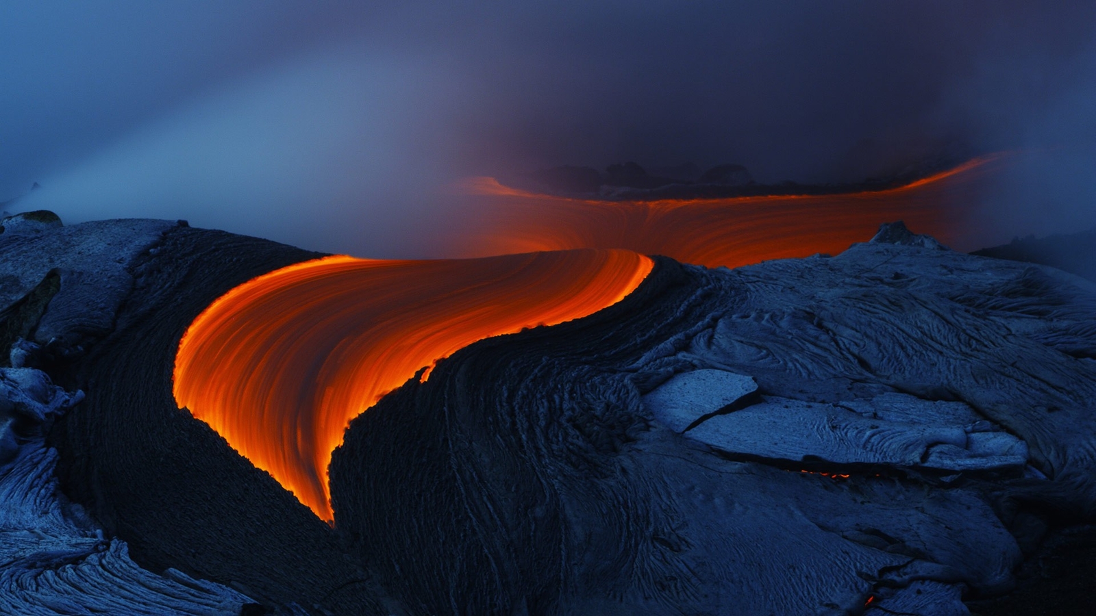 Landscape nature volcano lava hawaii long exposure smoke Custom Gaming Mat Desk