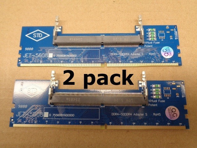 2Pack Laptop to Desktop DDR4 RAM Adapter Card Memory LOT OF 2 NEW