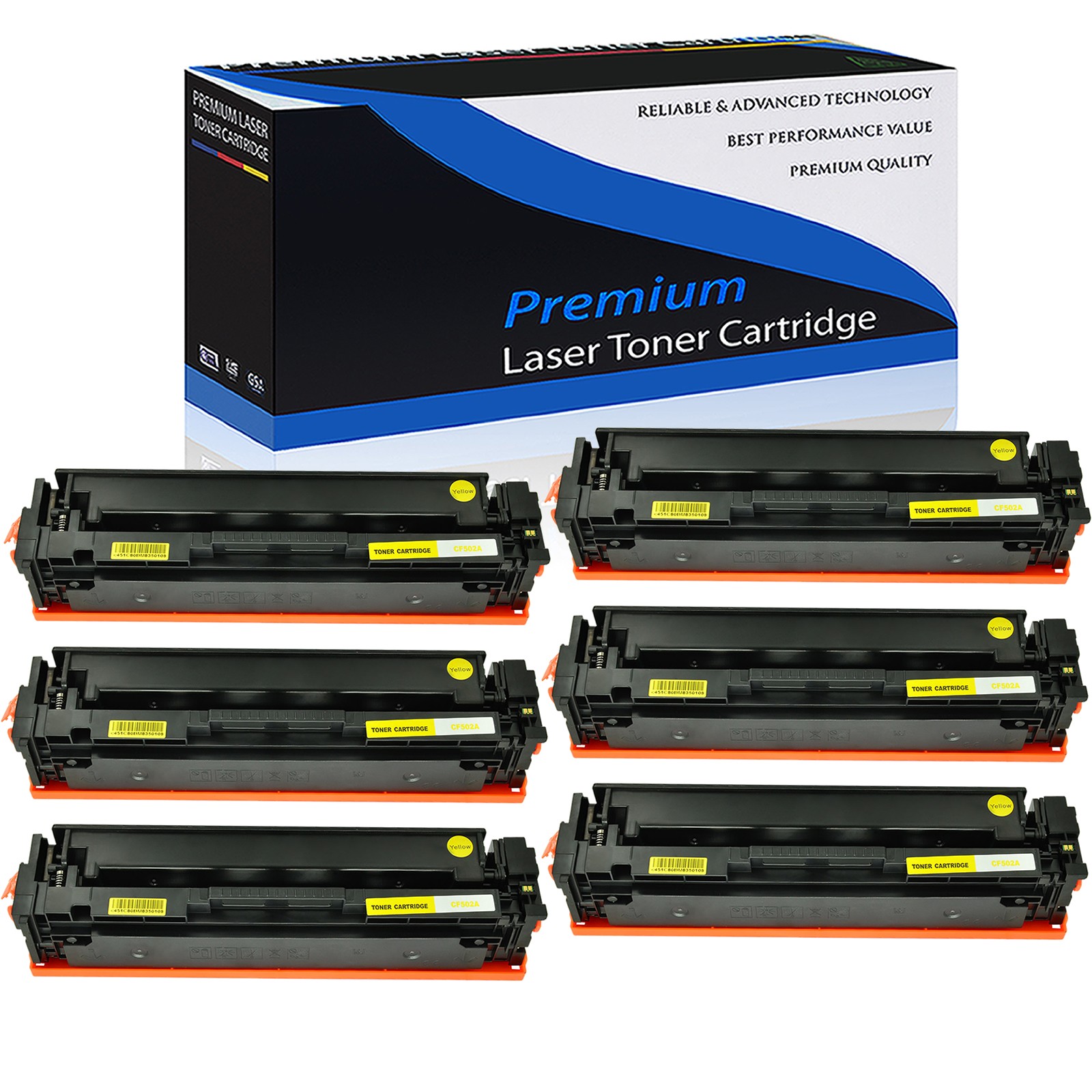 6 Pack - Yellow CF502A 202A Toner for HP LaserJet Pro MFP M281fdn dw M254dn