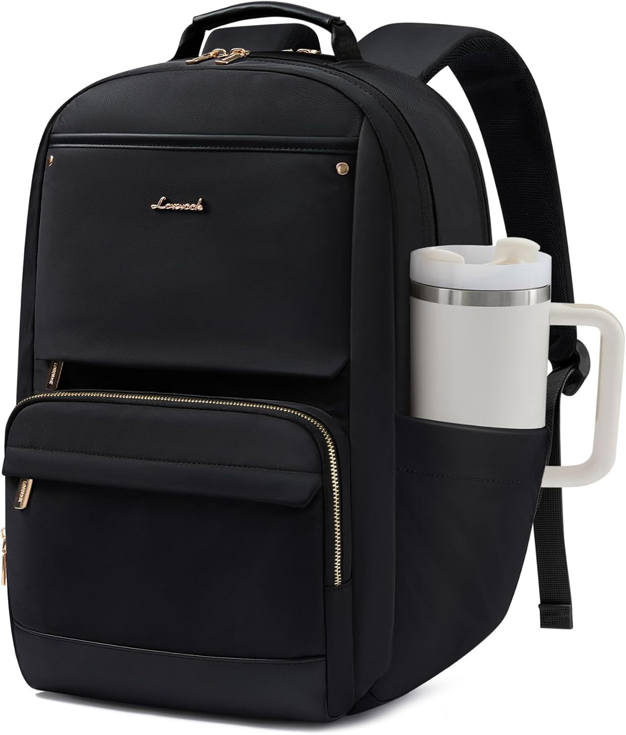 Stylish Waterproof Laptop Backpack for Women, 15.6 Inch, Large Capacity, Black