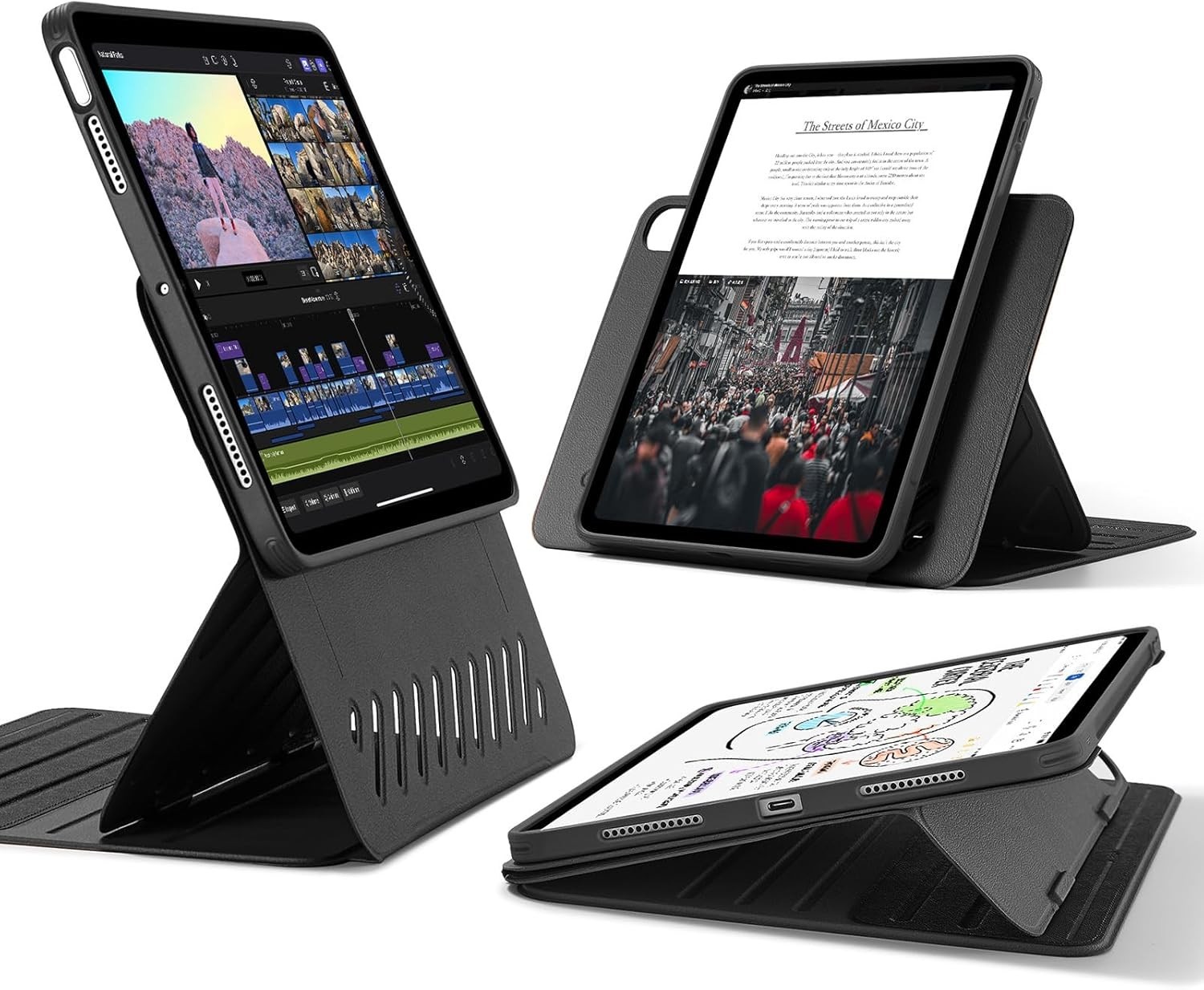 Black ESR iPad Air Case 11"/10.9", Removable Magnetic Cover, 9 Viewing Angles