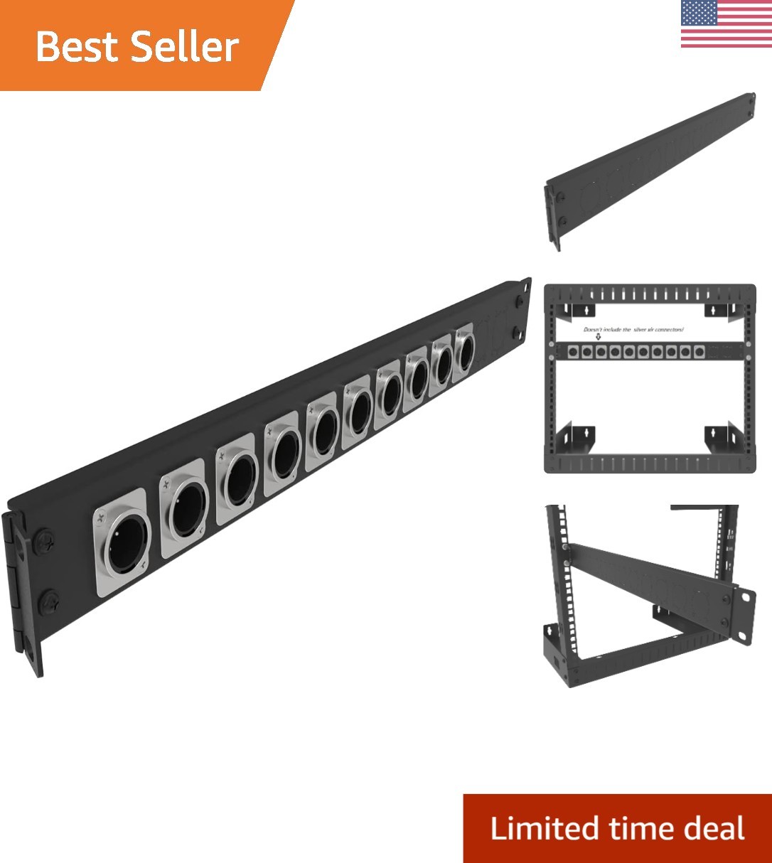 Versatile 1U Hinged Patch Panel - 12 D-Type Audio Connectors for Seamless Access