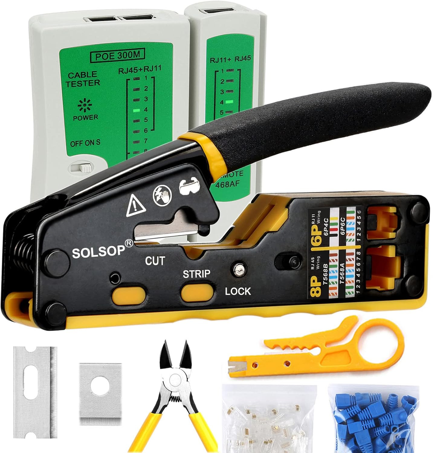 Pass through RJ45 Crimp Tool Kit Ethernet Crimper