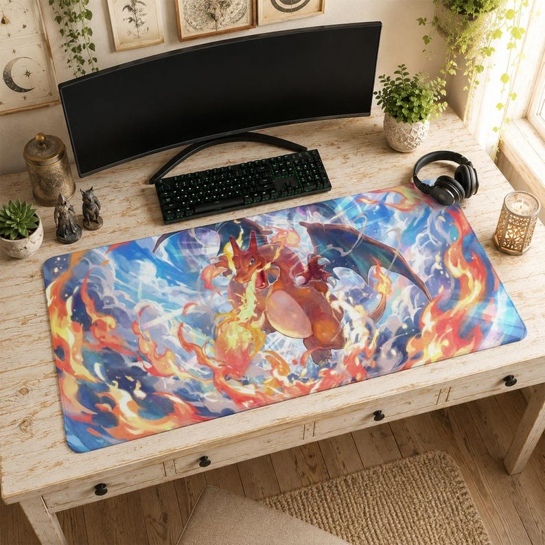 Charizard Pokemon Fire Dragon Kanto Mouse Pad Gaming Desk Mat Accessories