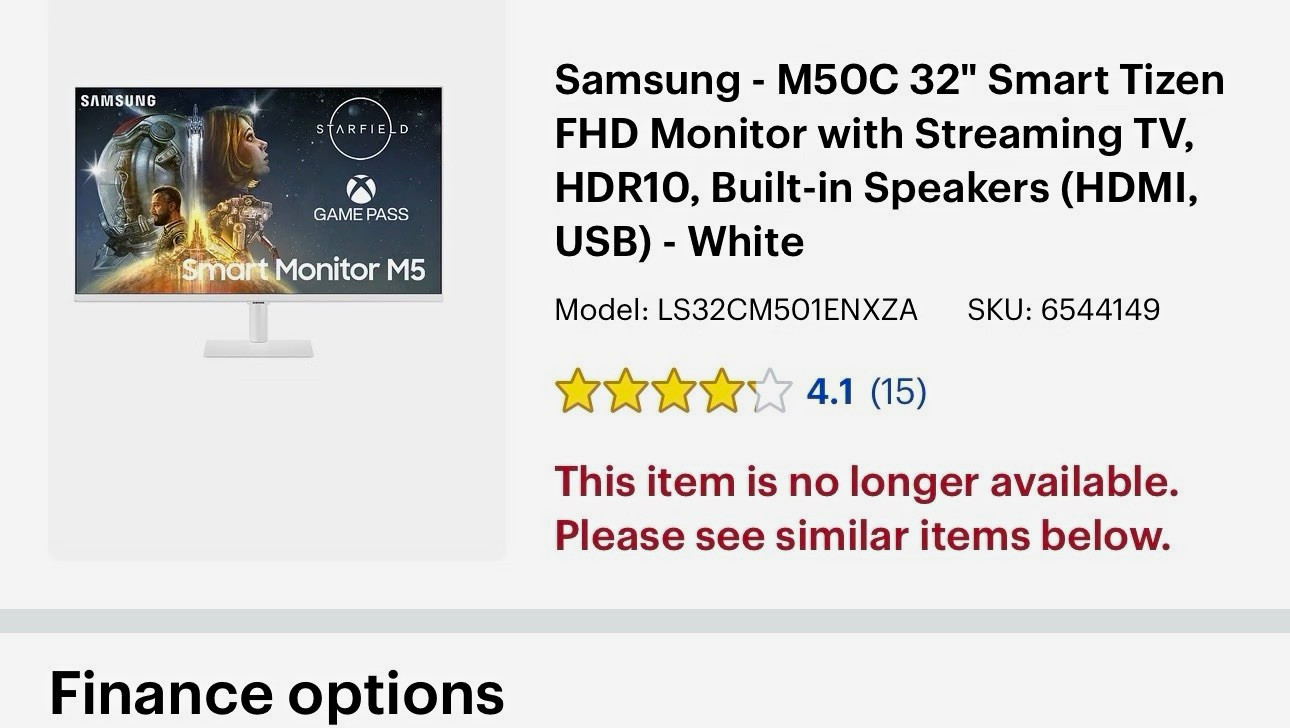 Samsung Smart Monitor M5 M50C 32in FHD Tizen Smart TV HDR10 Speakers White