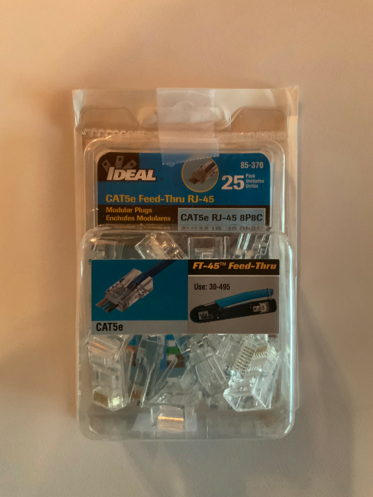 IDEAL 85-370 Cat5E Feed-Thru RJ-45 MODULAR PLUGS 25 PACK