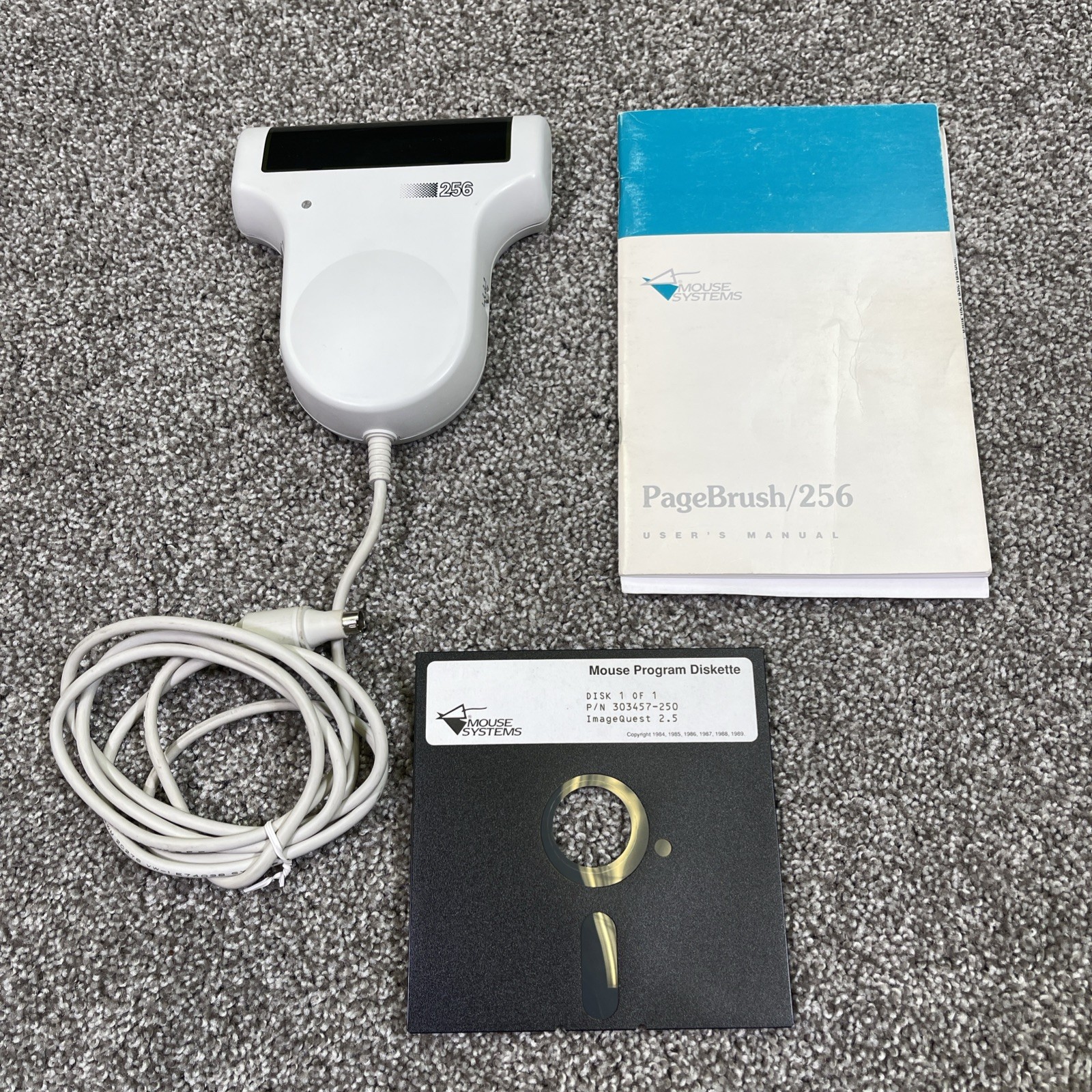 Vintage PC Mouse Systems PageBrush / 256 Hand Scanner Set - Manual & 3.5" Disk