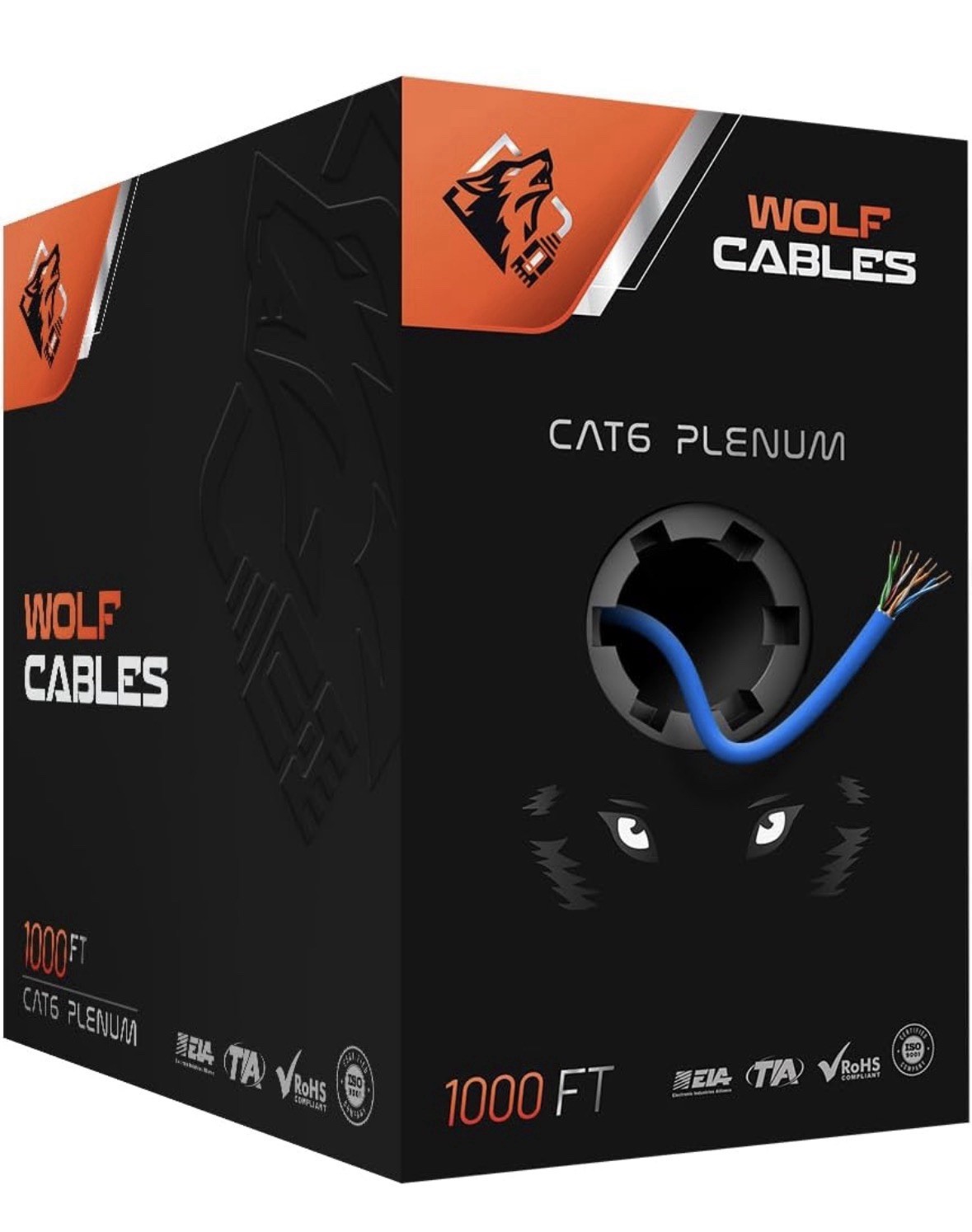 Cat6 CABLE 1000ft PLENUM CMP RATED 23AWG 550MHz UTP CERTIFIED 10Gbps HIGH SPEED