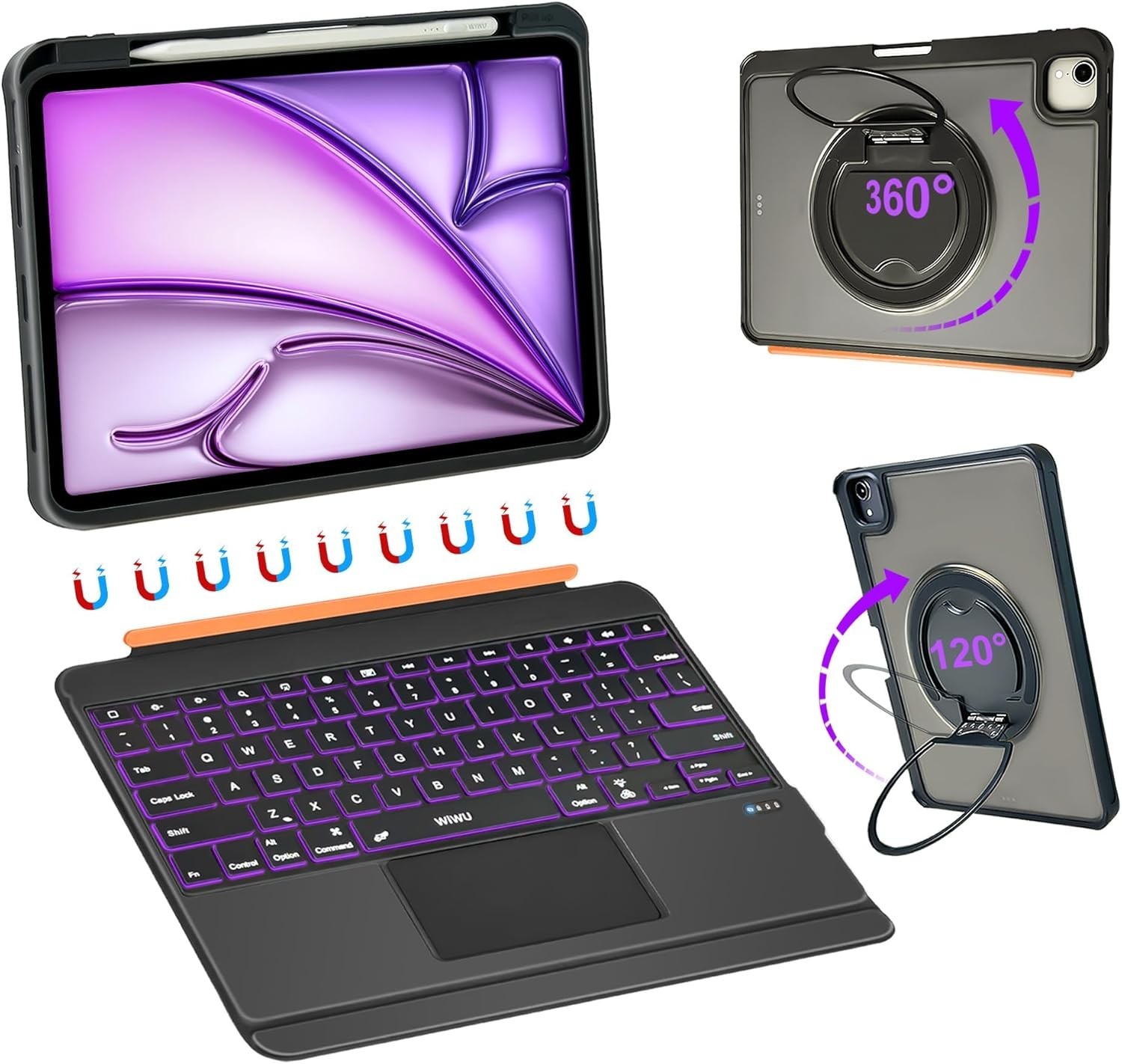 WIWU iPad Keyboard Case Air 13 Inch 360° Stand Magnetic Detachable Case with Key
