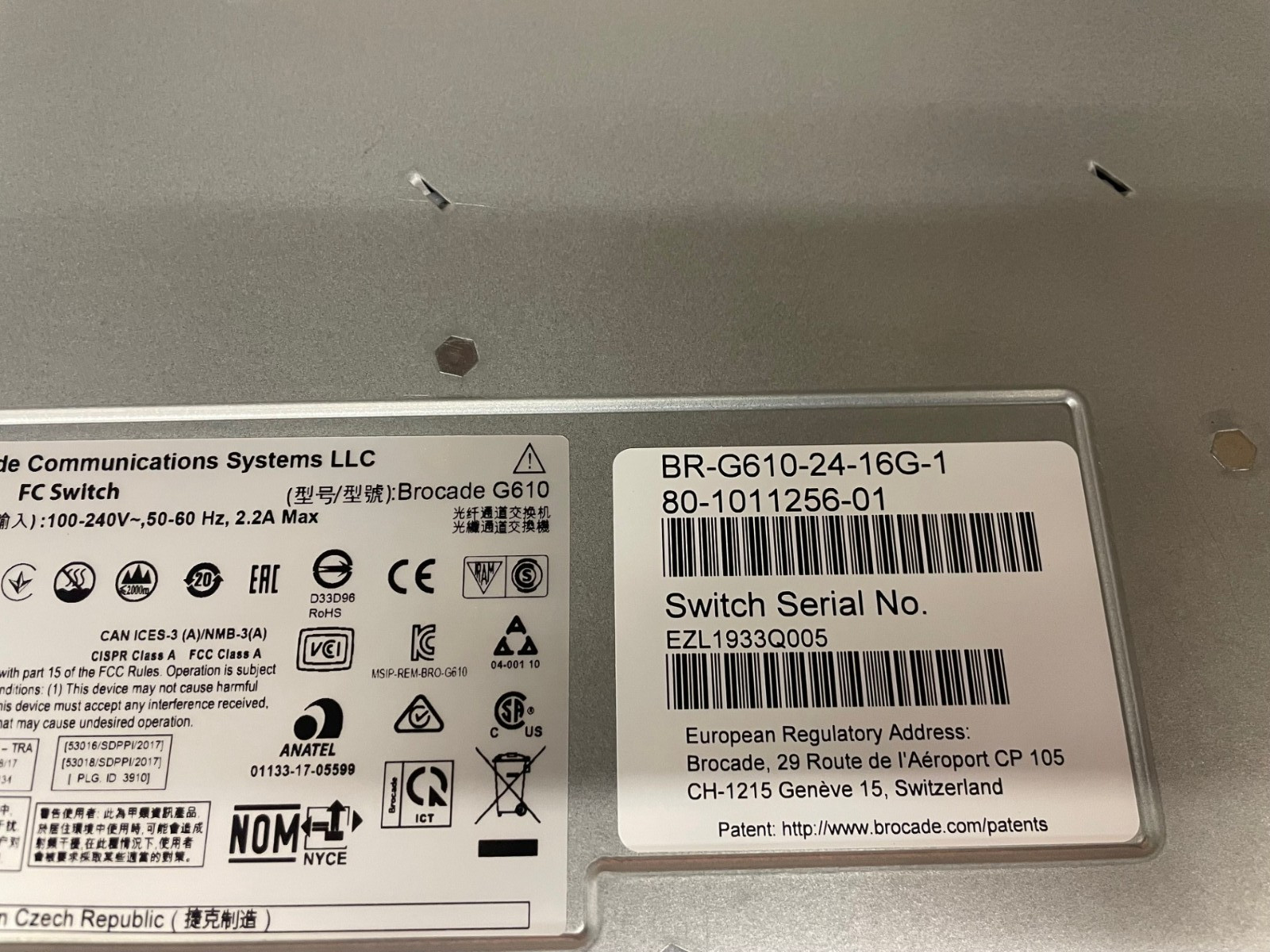 BR-G610-24-16G-1 Brocade G610 Fibre Channel Switch, 24 ports, 16Gbps. BR-G610-24